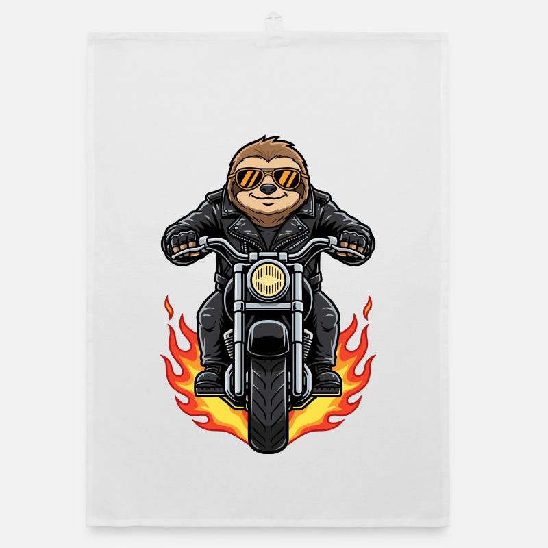 Cool Biker Sloth Motorcycle Flames Organic dish towel