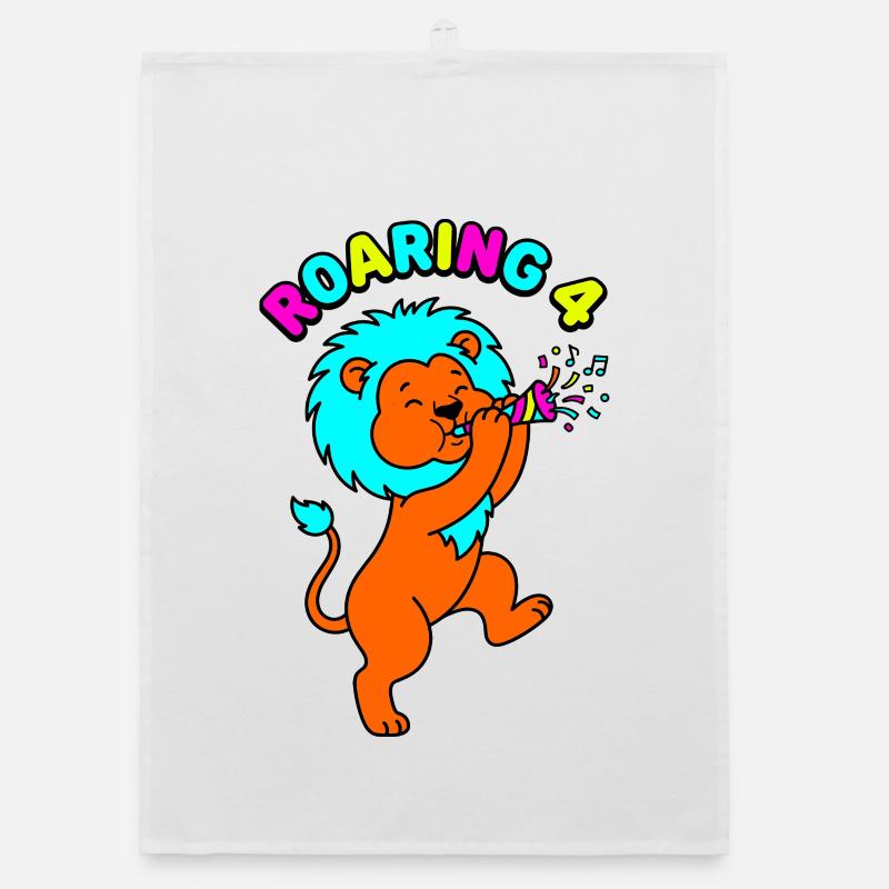 Anniversaire de Roaring 4 Lion Torchon bio