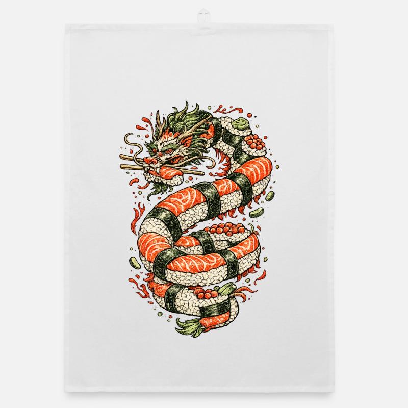 Drachen-Sushi-Spule Organic Geschirrtuch