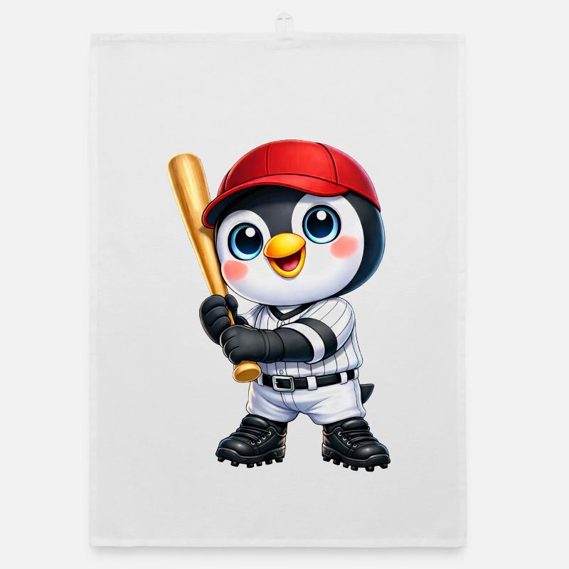 Motif de dessin animé de baseball pingouin mignon Torchon bio