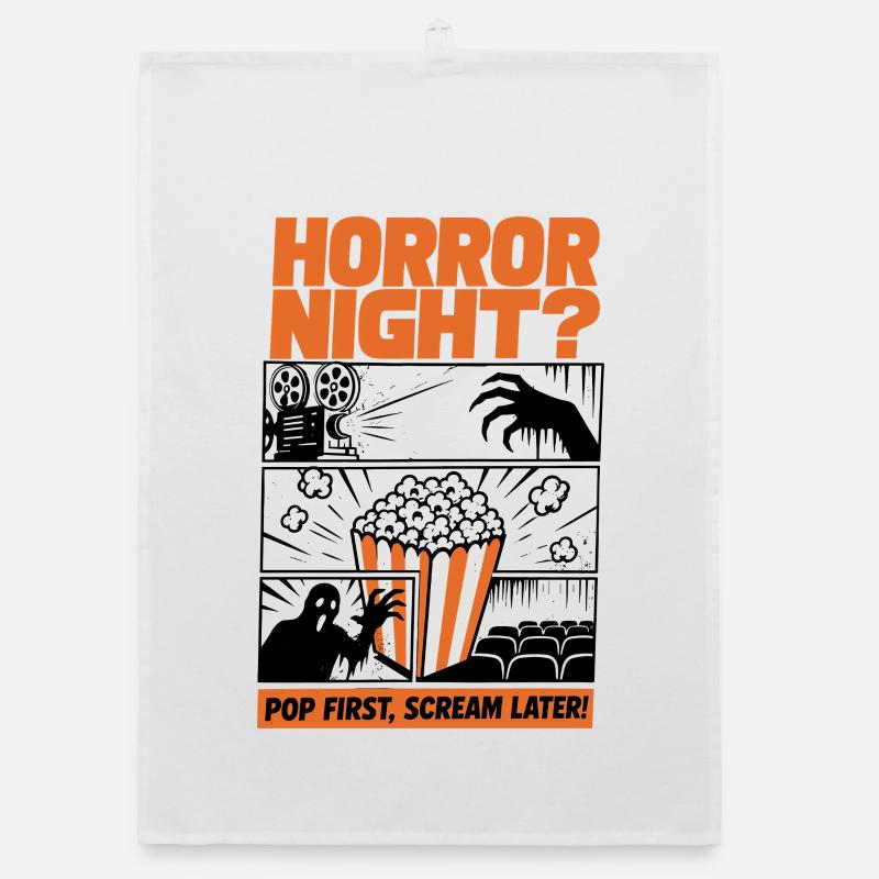 Horror Night Popcorn Design Organic dish towel