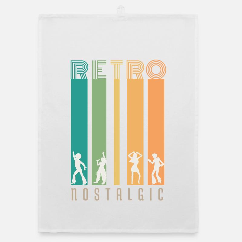 Retro Bars and Silhouettes Nostalgia Organic dish towel