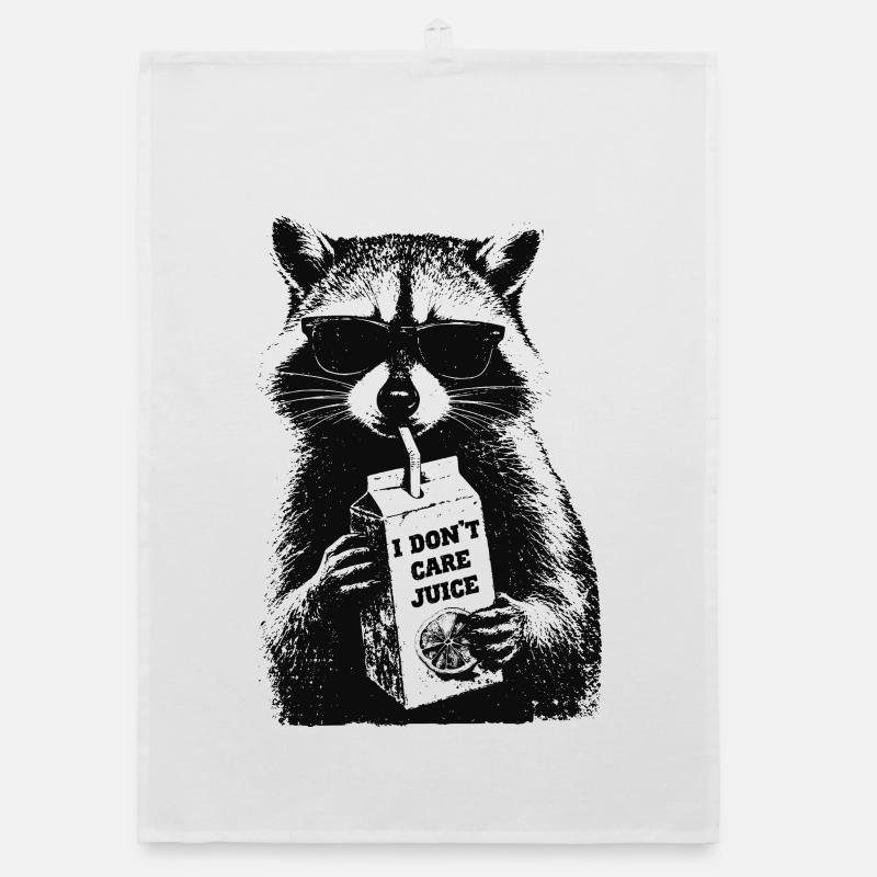 Waschbär trinkt 'I don't care' Juice Organic Geschirrtuch