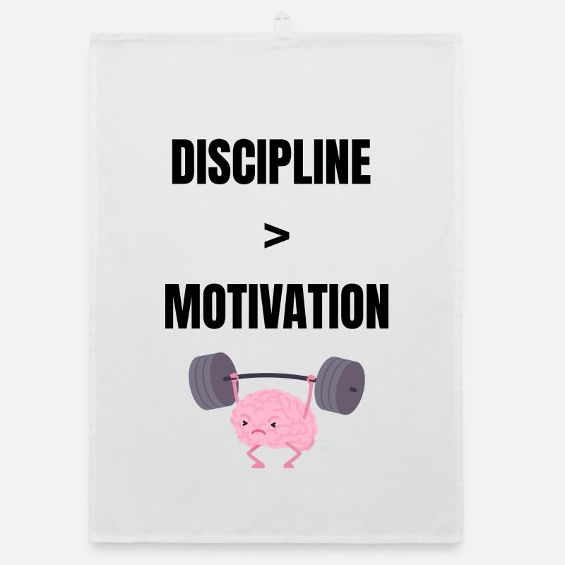 Discipline over motivation - Organic dish towel - white