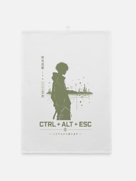 Ctrl+Alt+Esc Stadt-Silhouette - Organic Geschirrtuch - Weiß - Vorne