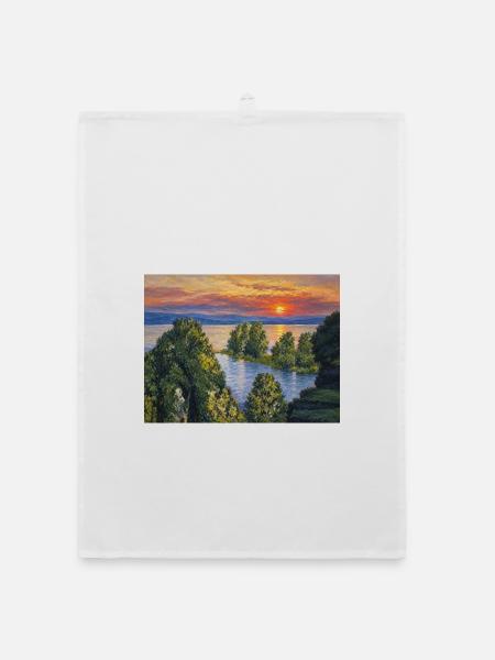 Sonnenuntergang - Organic Geschirrtuch - Weiß