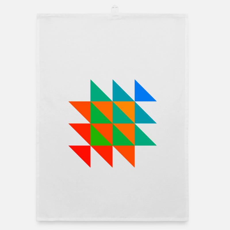 Mosaïque Triangle Coloré - Torchon bio - blanc