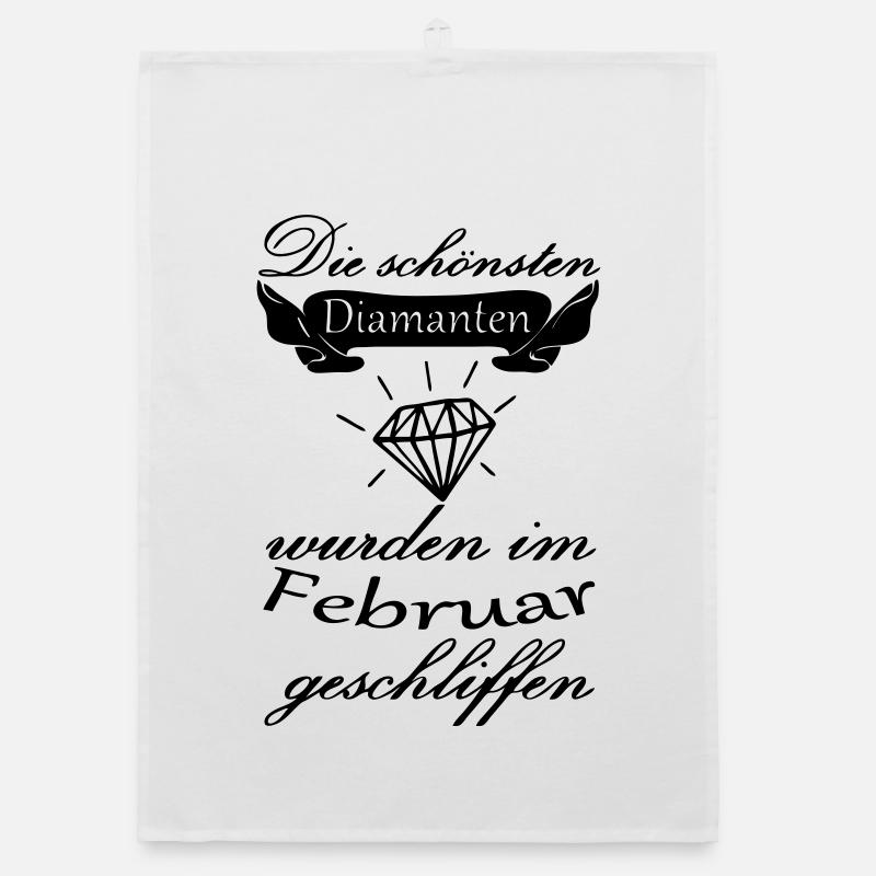 Februar Diamanten Geburtstag Geschenk Spruch - Organic Geschirrtuch - Weiß