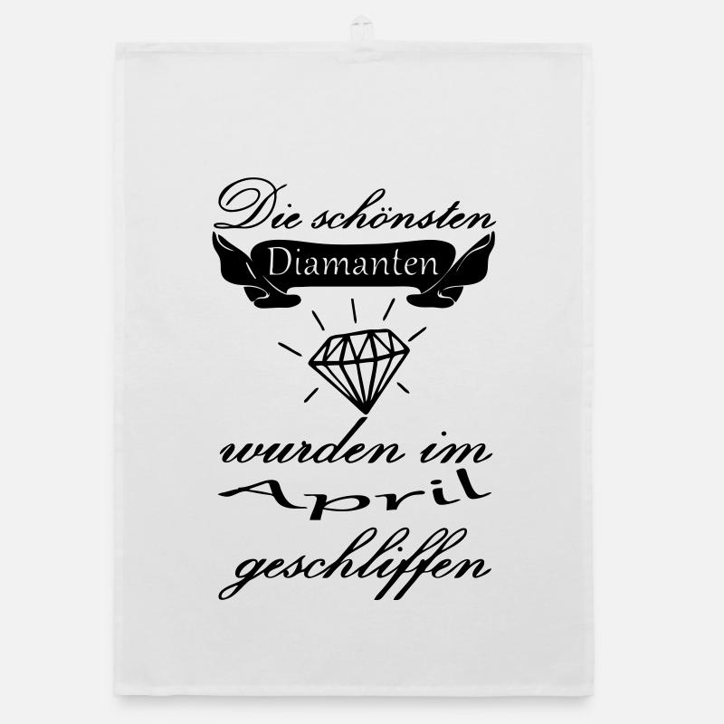 April Diamanten Geburtstag Geschenk Spruch - Organic Geschirrtuch - Weiß