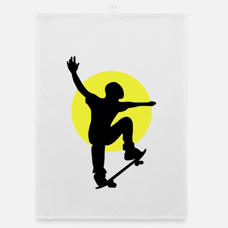 Skateboarder Sonne - Organic Geschirrtuch - Weiß