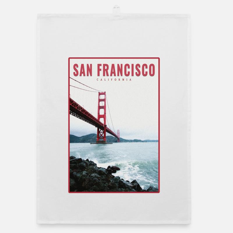 San Francisco Golden Gate Retro Postcard Organic dish towel