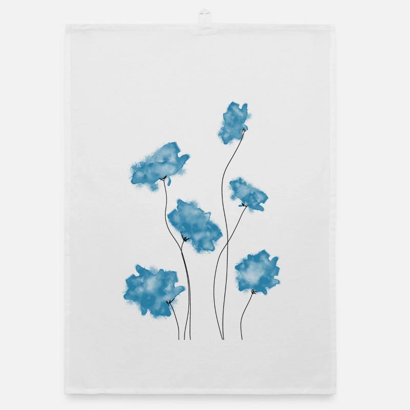 Blaue Blumen Organic Geschirrtuch