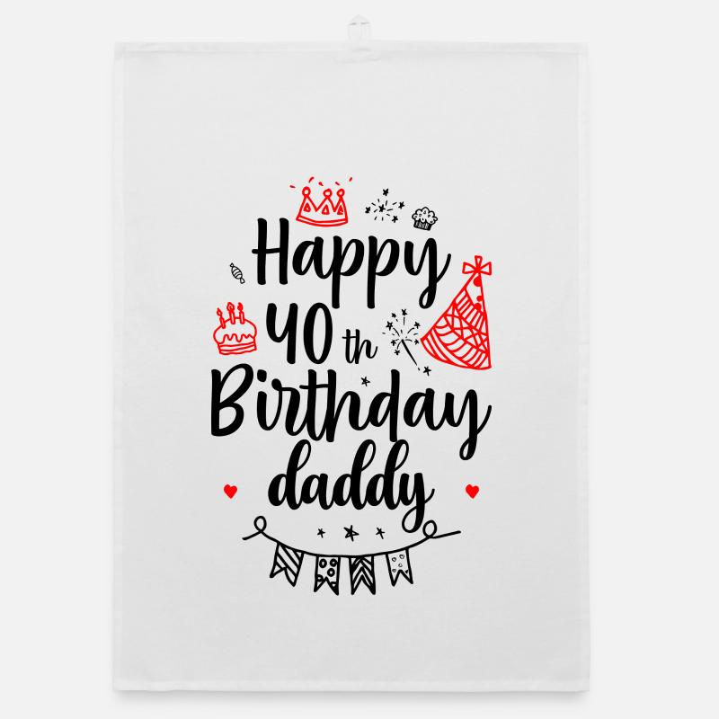 Rote Geburtstags-Doodle-Party Organic Geschirrtuch