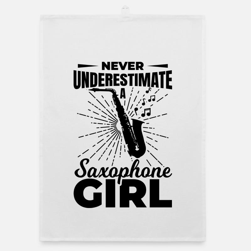 Saxophon Mädchen Organic Geschirrtuch