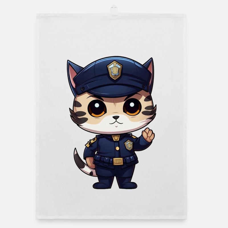 Cat Policeman Organic dish towel