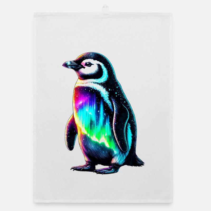 Aurora Borealis Pinguin Organic Geschirrtuch