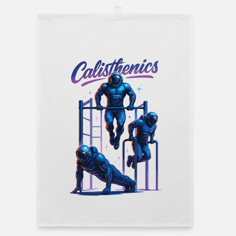 Calisthenics Astronauten Dips Liegestütze Geschenk Organic Geschirrtuch
