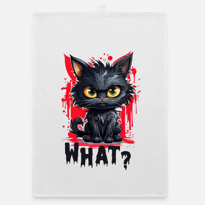 Creative cat illustration darken thoughts Organic dish towel
