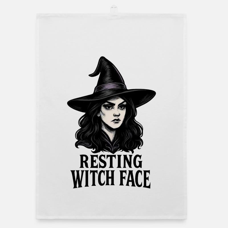Ruhendes Hexengesicht Frech und Sarkastisch Halloween Organic Geschirrtuch
