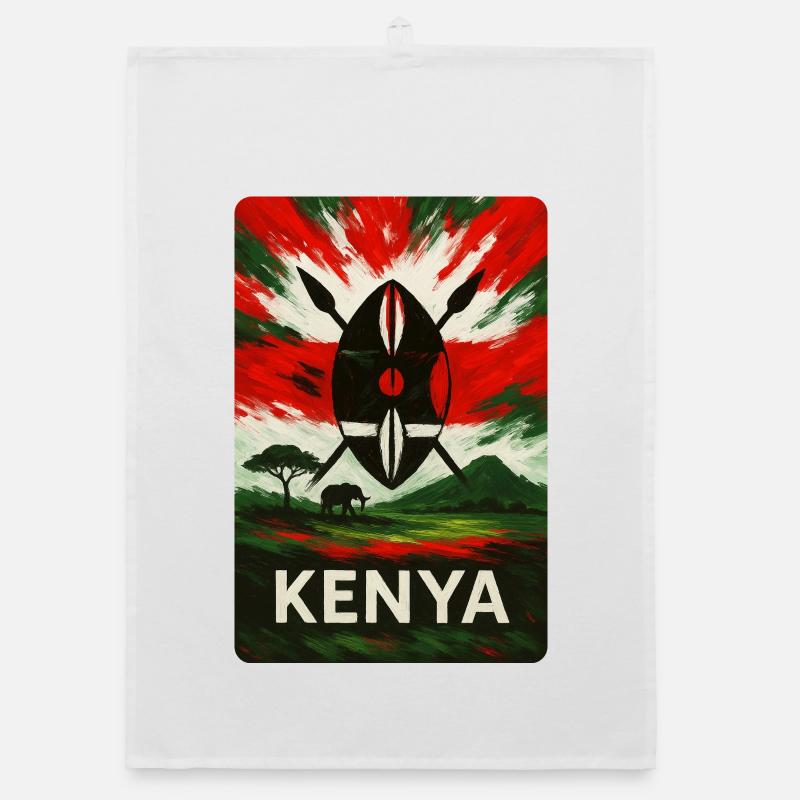 Conception de drapeaux de paysage du Kenya Torchon bio