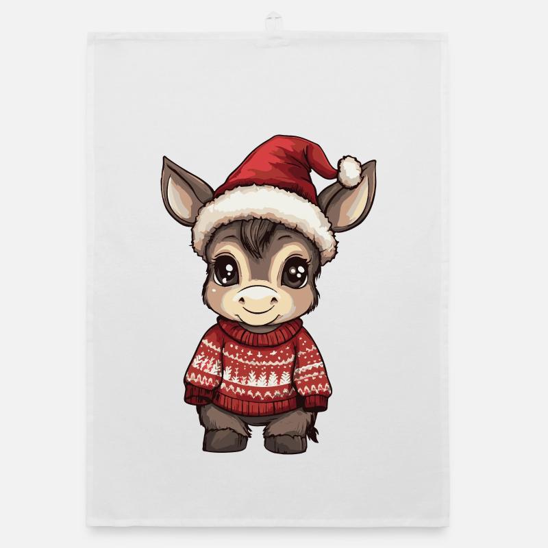 Donkey Christmas Organic dish towel