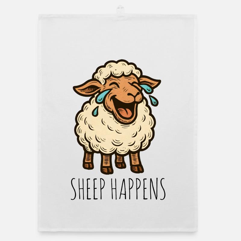 Sheep Happens Shit Happens Organic Geschirrtuch