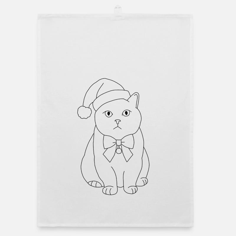 Chat de Noël  Torchon bio