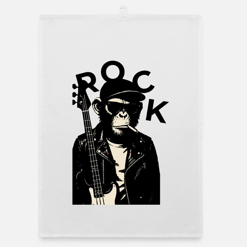 Monkey Biker Rockgitarrist Organic Geschirrtuch