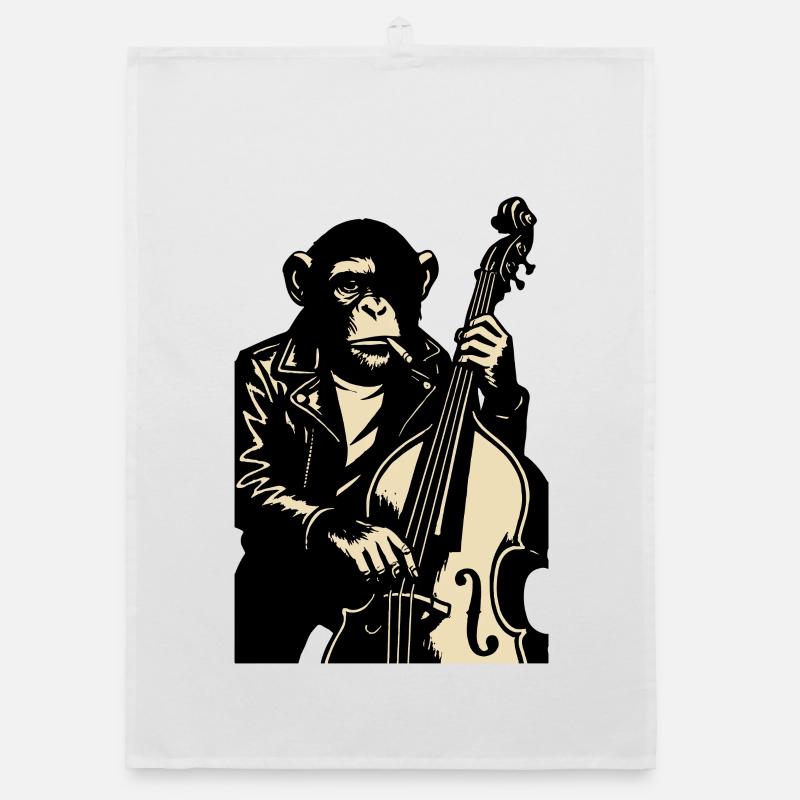 Lederbekleideter Monkey-Bassist Organic Geschirrtuch