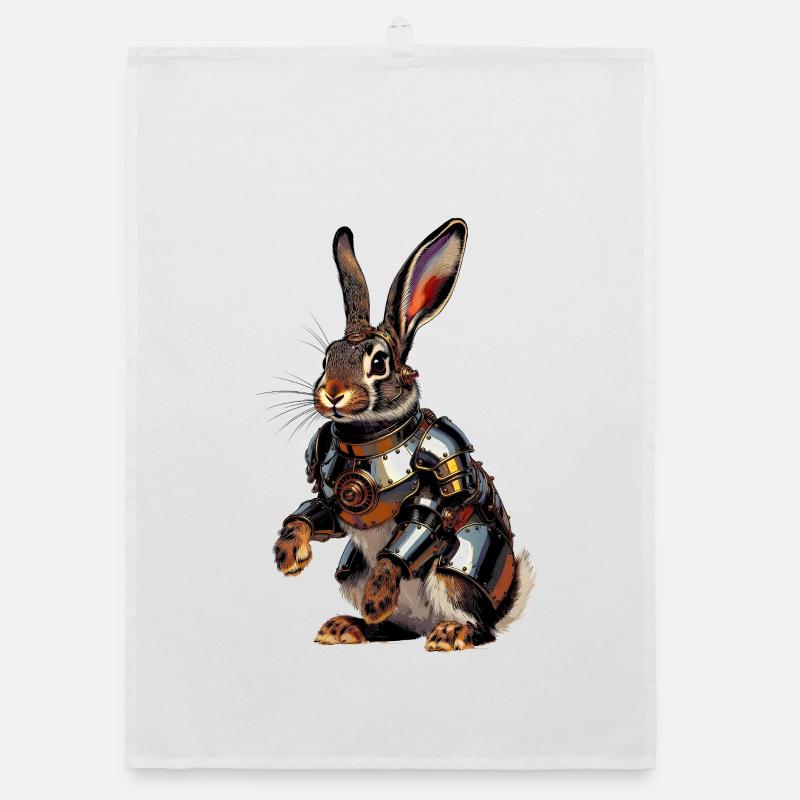 Armoured Rabbit Steampunk Hero Organic dish towel