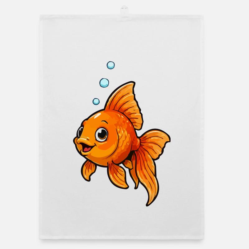 Cheerful Goldfish Cartoon Organic dish towel