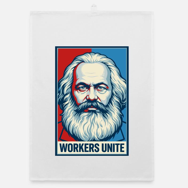 Marx Portrait: Workers Unite Poster Organic dish towel