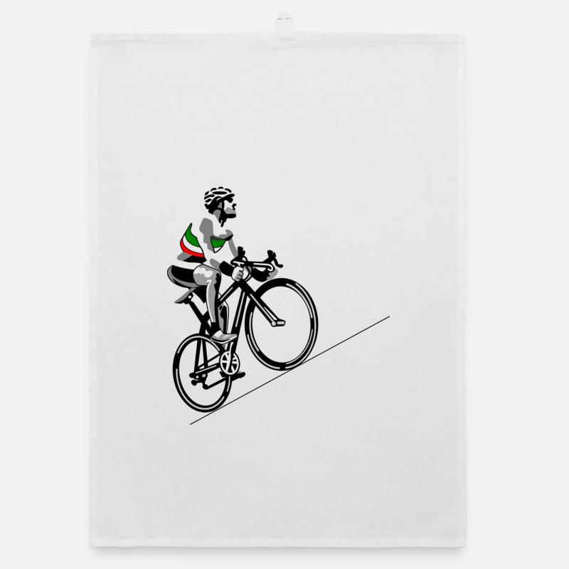 Cycliste avec drapeau italien - Torchon bio - blanc