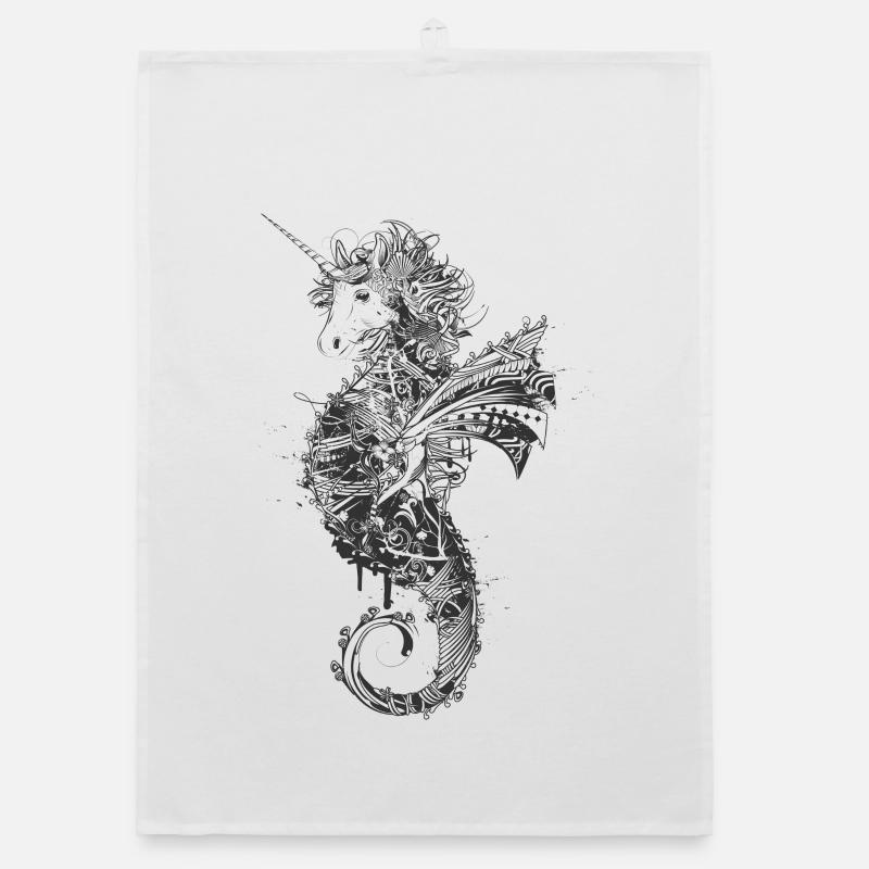 une licorne et un cheval de mer Torchon bio