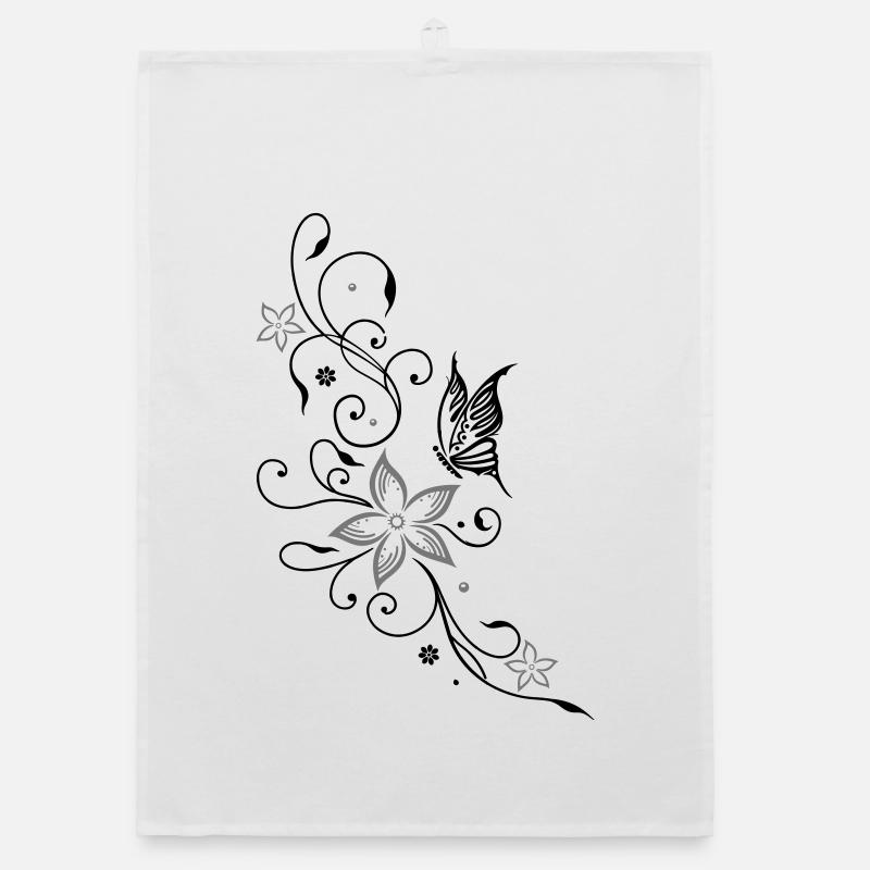 Fleurs avec papillons, fleurs Torchon bio