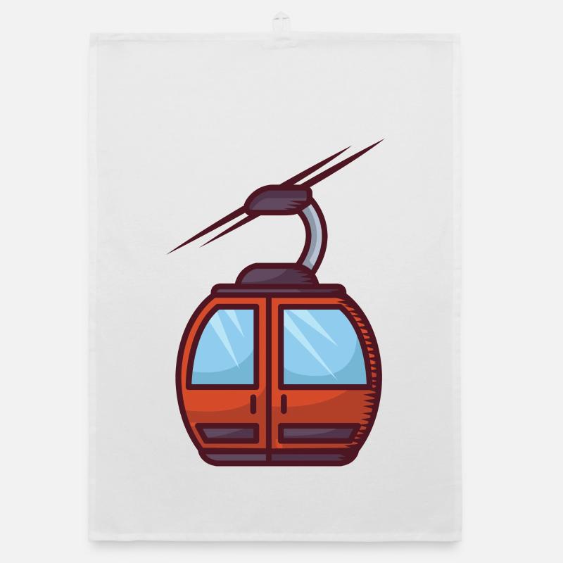 Fascinating cable car illustration Organic dish towel