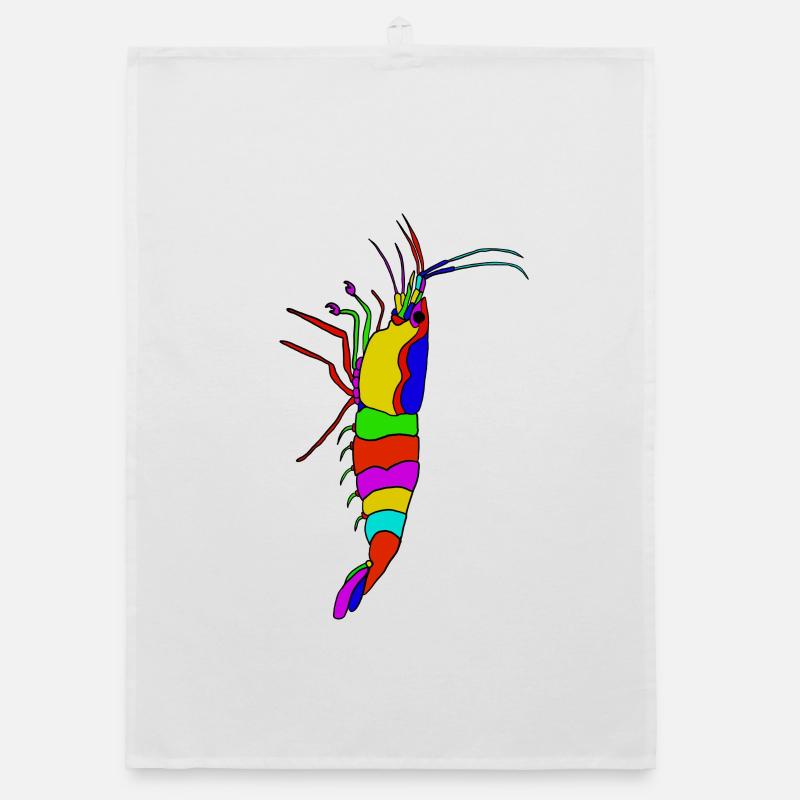 Colorful shrimp panorama Organic dish towel