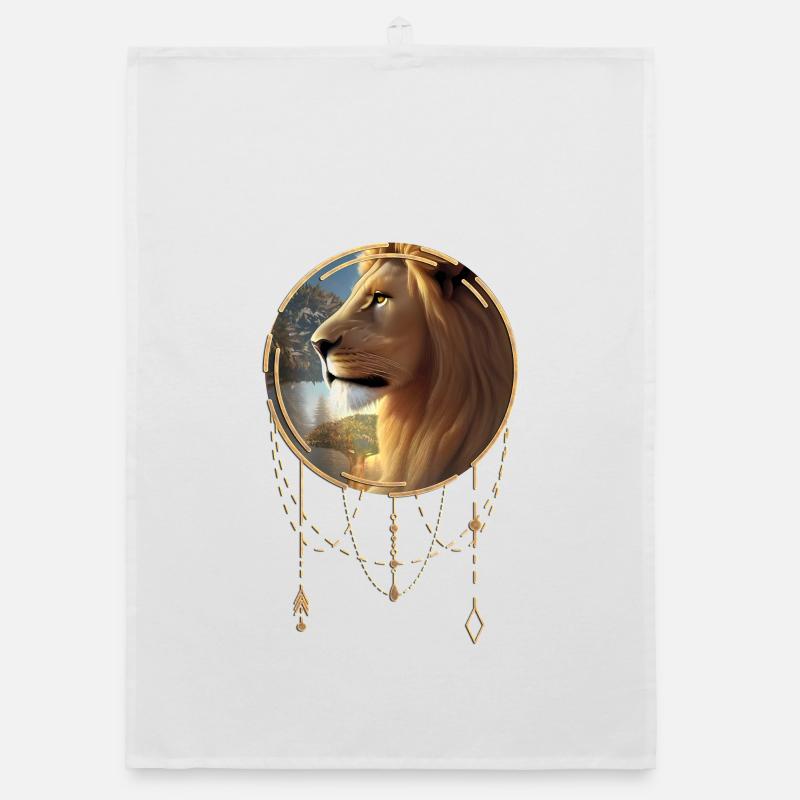 Awesome lion at sunset Organic dish towel