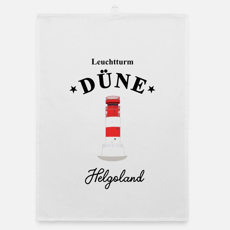 Leuchtturm auf Düne, Helgoland, Poster - Organic Geschirrtuch - Weiß