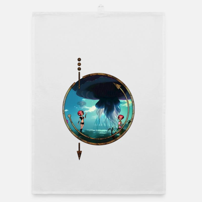 De superbes méduses flottent dans le ciel Torchon bio