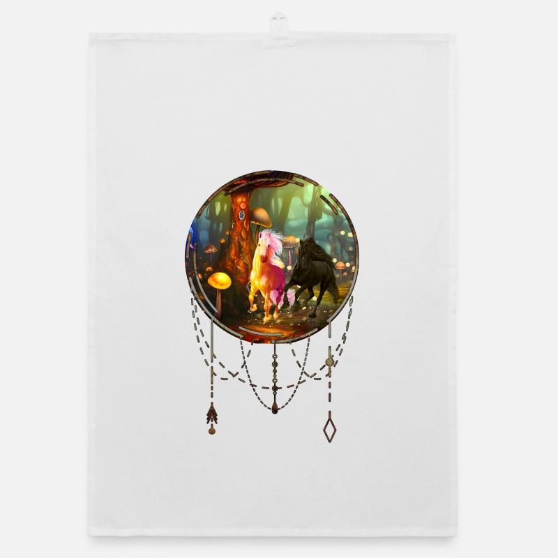 Wunderbare Einhörner in einem Pilzwald Organic Geschirrtuch