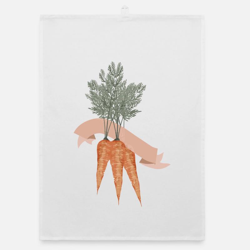 Three carrots in a bunch with blank banner Organic dish towel