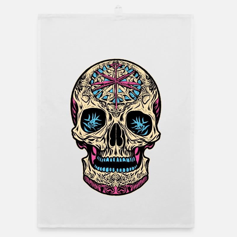 Sugar Skull | Sugar Skull - Organic dish towel - white