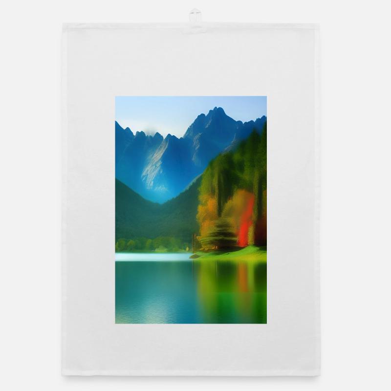 Landschaft mit See und Berge Organic Geschirrtuch