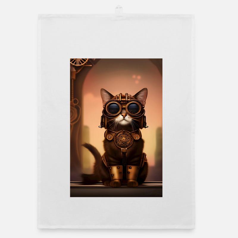 Chat Steampunk Style Torchon bio