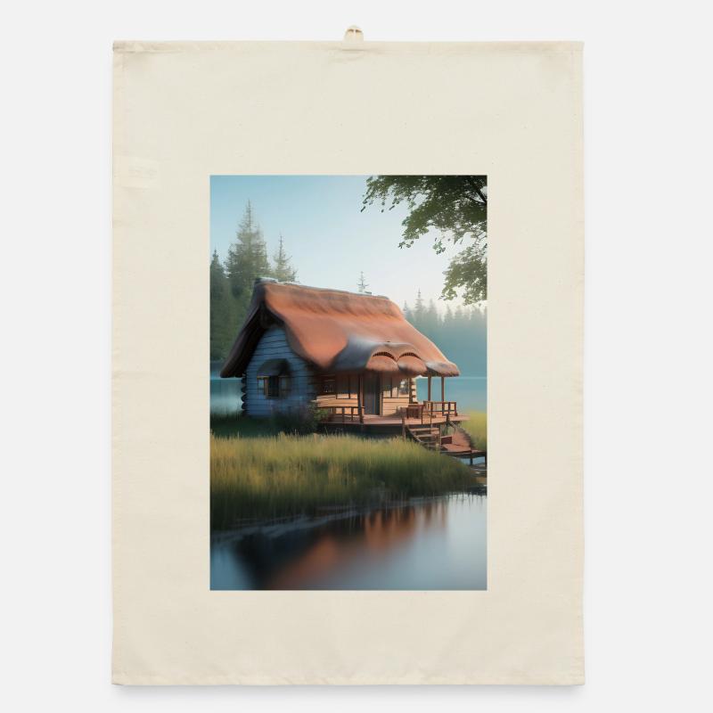 Charming lakeside cabin Organic dish towel