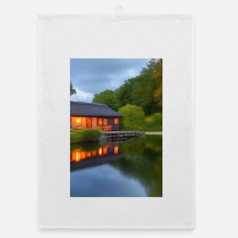 Charming lakeside cabin Organic dish towel
