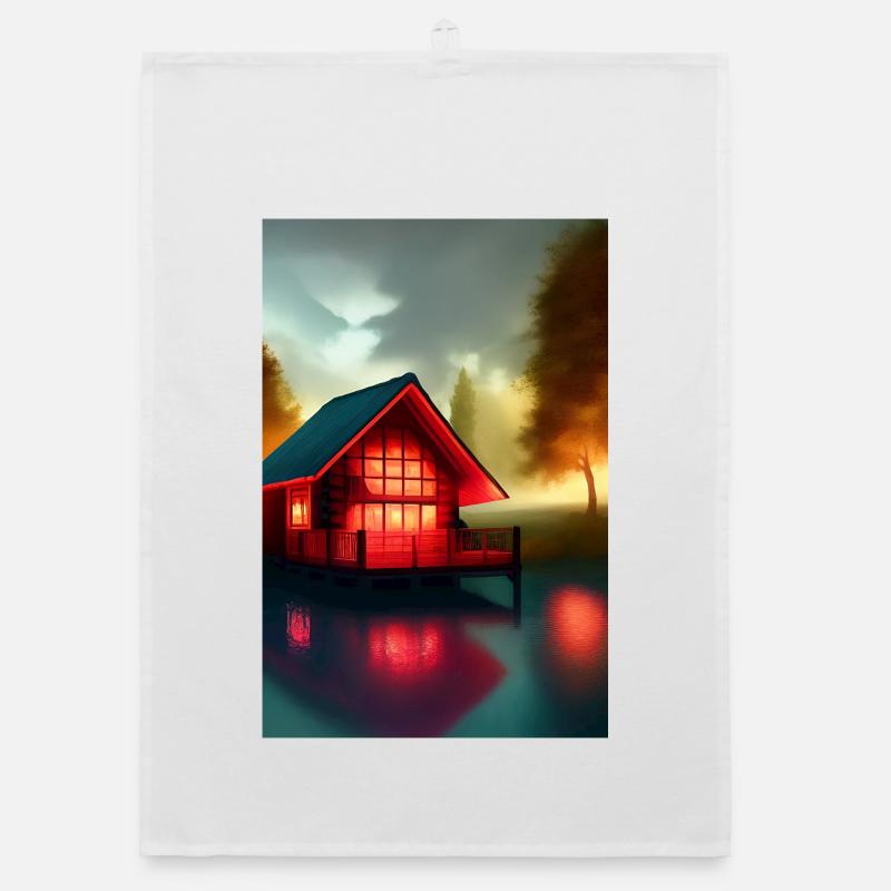 Charming Lakefront Cabin Organic dish towel