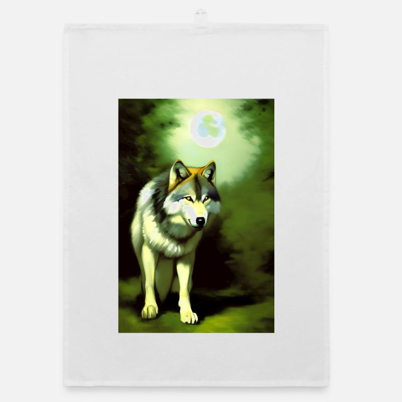 Wolf und Mond Organic Geschirrtuch