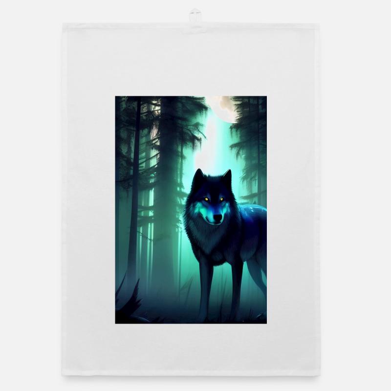 Wolf im Wald - Organic Geschirrtuch - Weiß